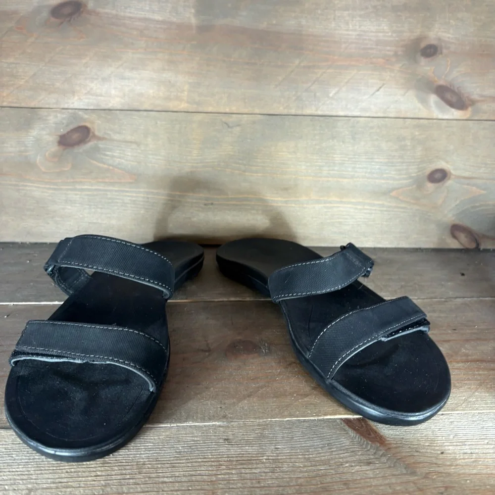 olukai kipuka womens size 9 shoes black slip on slide flip flop sandals